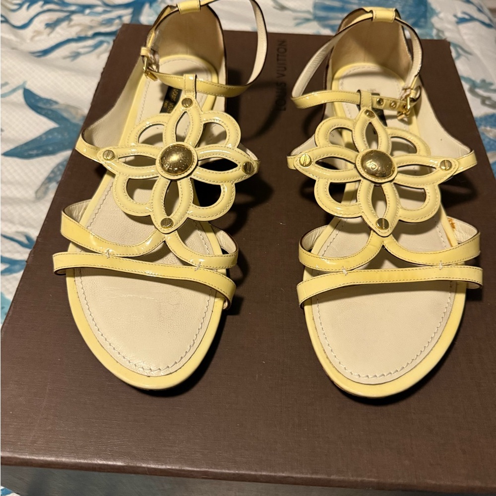 Louis Vuitton Yellow Floral Sandals